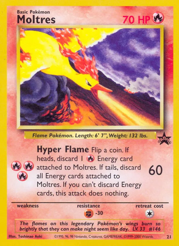 1999 Wizards Black Star Promos Moltres Promo #21/53 Promo card image