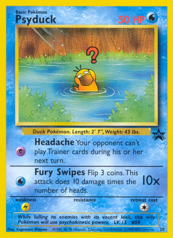 1999 Wizards Black Star Promos Psyduck Promo #20/53 Promo card image