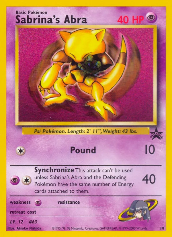 1999 Wizards Black Star Promos Sabrina's Abra Promo #19/53 Promo card image