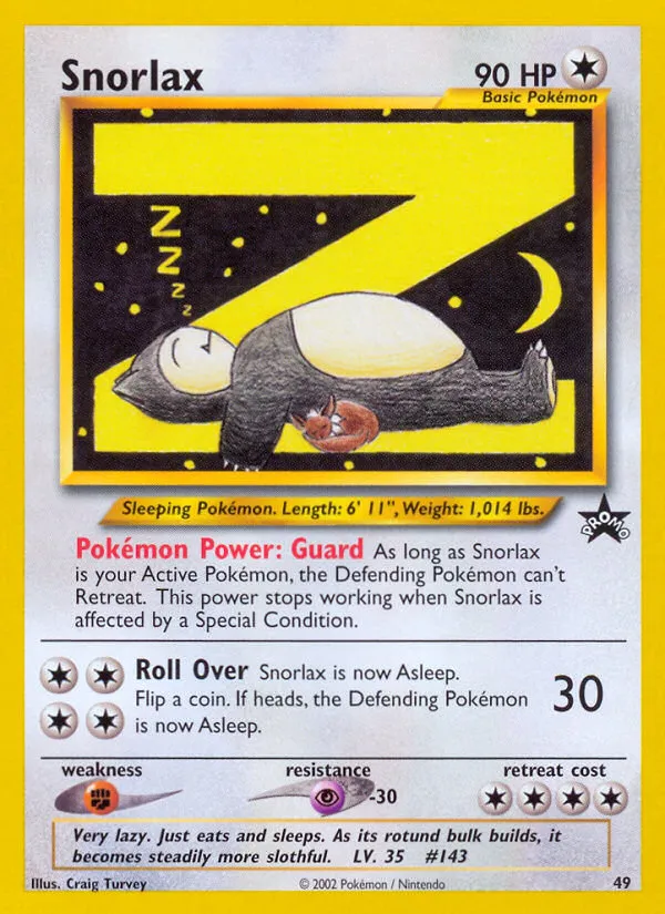 1999 Wizards Black Star Promos Snorlax Promo #49/53 Promo card image