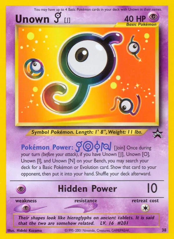 1999 Wizards Black Star Promos Unown [J] Promo #38/53 Promo card image