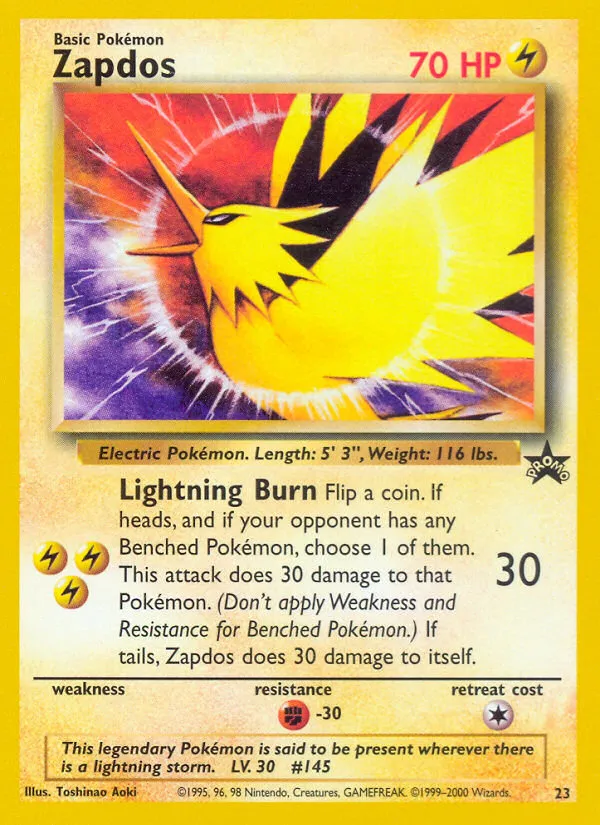 1999 Wizards Black Star Promos Zapdos Promo #23/53 Promo card image
