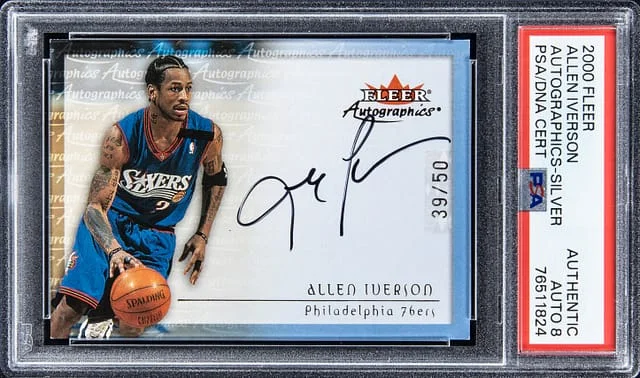 2000-01 Fleer Autographics Silver Allen Iverson #no-number card image