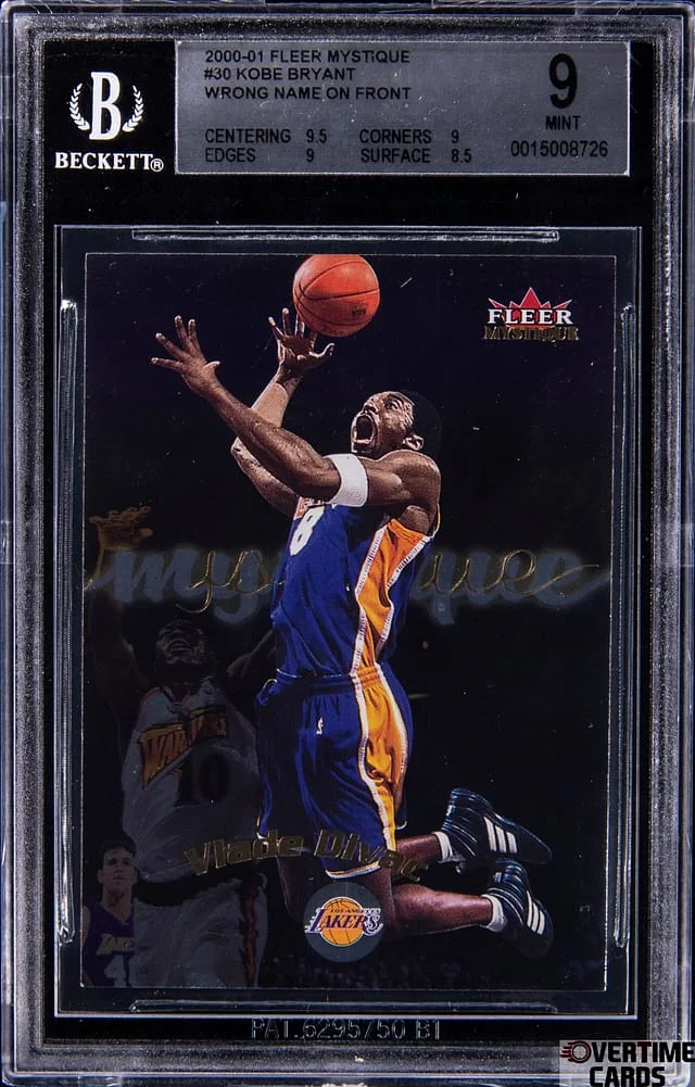 2000-01 Fleer Mystique Kobe Bryant, Wrong Name on Front Error #30 card image