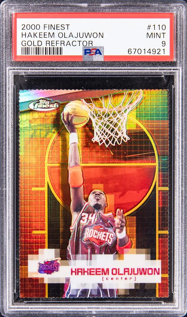 2000-01 Topps Finest Hakeem Olajuwon Gold Refractor #110 card image