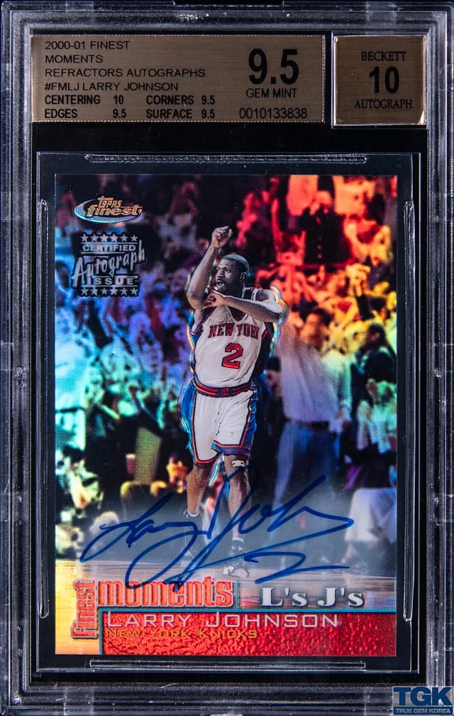 2000-01 Topps Finest Larry Johnson Moments Refractors Autograph #FM-LJ card image