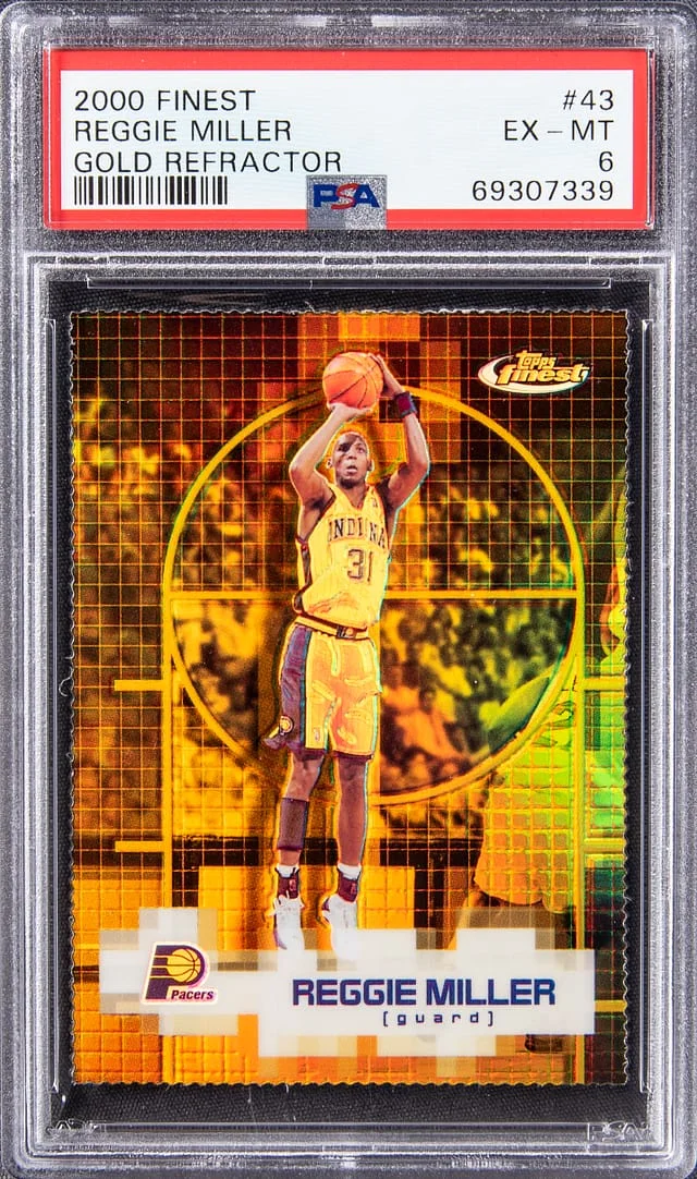 2000-01 Topps Finest Reggie Miller Gold Refractor #43 card image