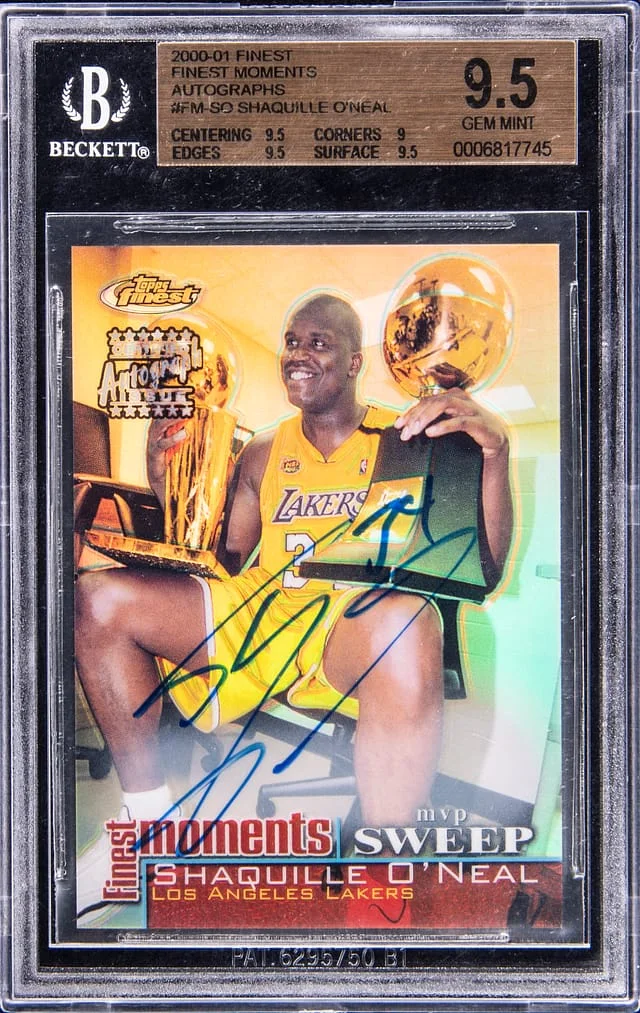 2000-01 Topps Finest Shaquille O'Neal Moments Autograph #FM-SO card image
