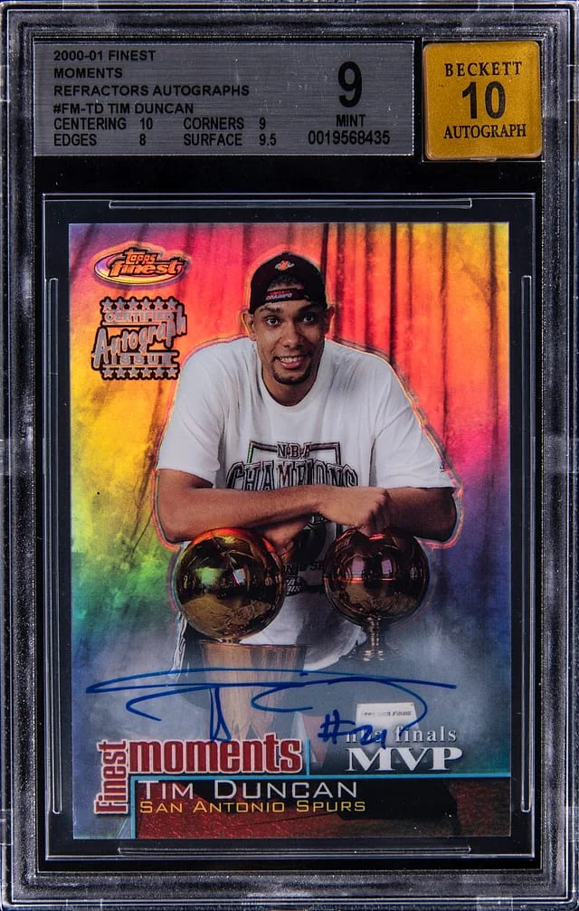 2000-01 Topps Finest Tim Duncan Moments Refractor Autographs #FM-TD card image