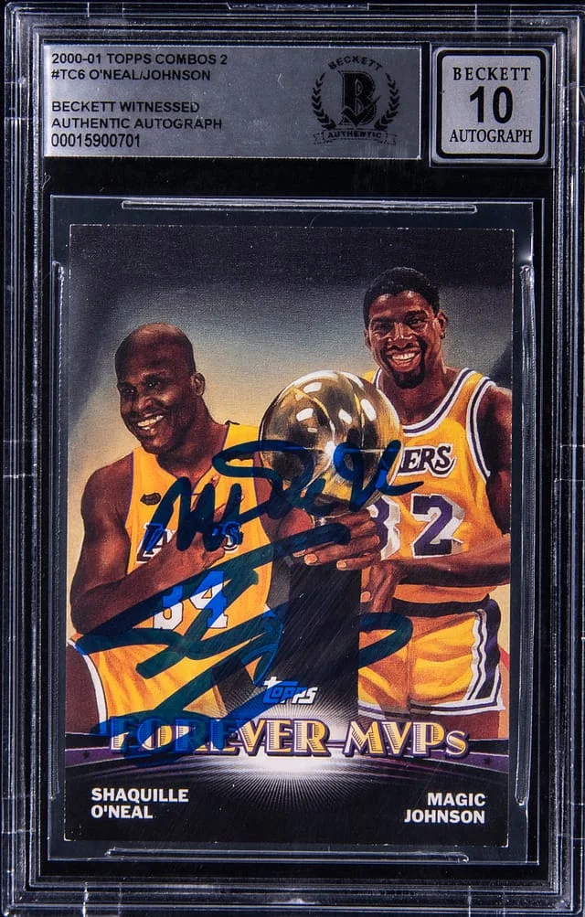 2000-01 Topps Shaquille O'Neal/Magic Johnson Dual Combos 2 #TC8 card image