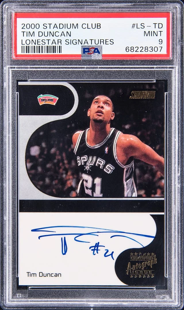 2000-01 Topps Stadium Club Tim Duncan Lonestar Signatures #LS-TD card image