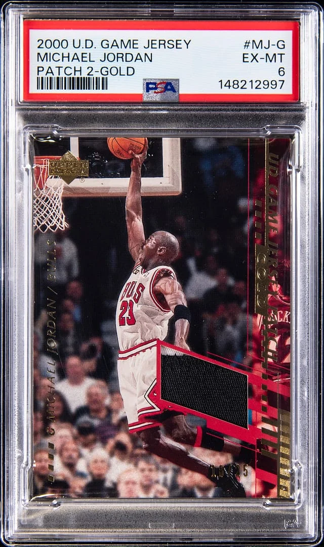 2000-01 Upper Deck Game Jersey Michael Jordan Game-Used Patch 2 Gold #MJ-G card image