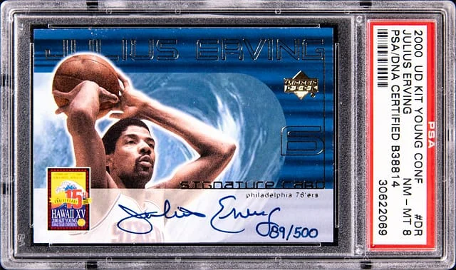 2000-01 Upper Deck Julius Erving Kit Young Conference Signature Card #DR card image