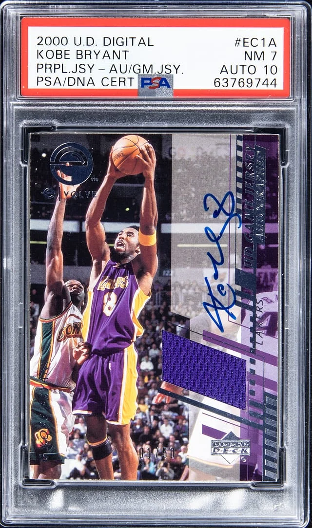 2000-01 Upper Deck Kobe Bryant Digital Purple Jersey Autograph Game Jersey #EC1-A card image