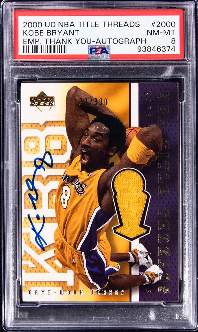 2000-01 Upper Deck Kobe Bryant NBA Title Threads Employee Thank You Autograph #KB2000 card image