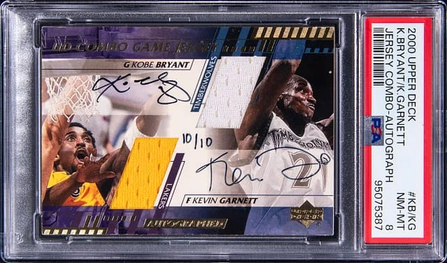 2000-01 Upper Deck Kobe Bryant/Kevin Garnett Jersey Combo Autograph #KB-KG-A card image