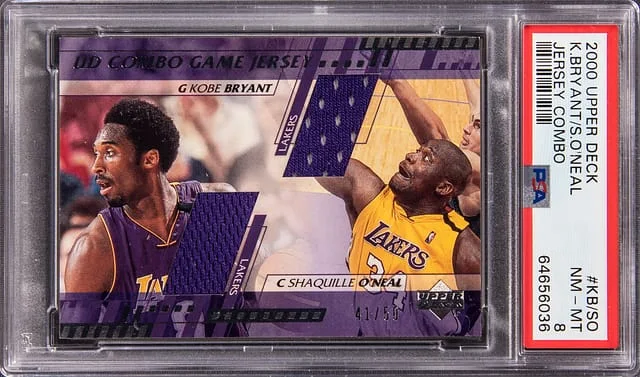 2000-01 Upper Deck Kobe Bryant/Shaquille O'Neal Dual-Relic Jersey Combo #KB/SO card image