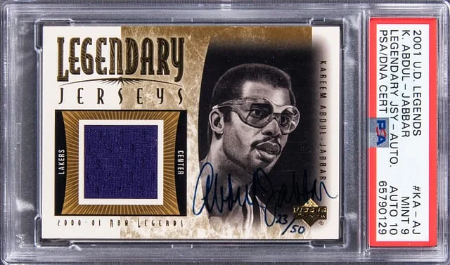 2000-01 Upper Deck Legends Kareem Abdul-Jabbar Legendary Jerseys Autograph #KA-AJ card image