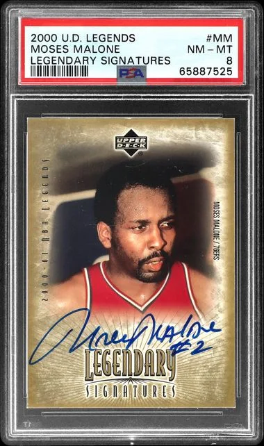2000-01 Upper Deck Legends Moses Malone Legendary Signatures #MM card image
