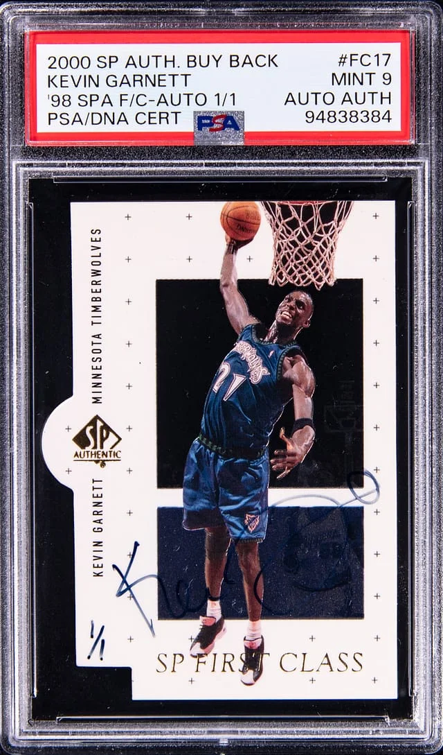 2000-01 Upper Deck SP Authentic Kevin Garnett Buy Back 1998-99 SP Authentic First Class Autograph #FC17 card image