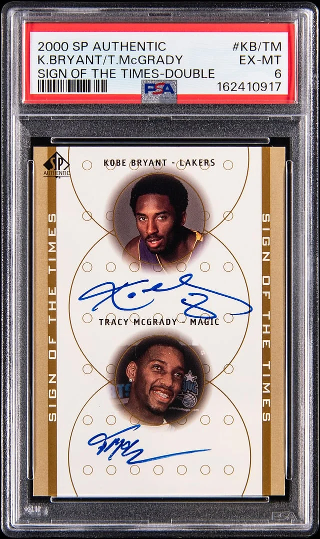 2000-01 Upper Deck SP Authentic Kobe Bryant/Tracy McGrady Dual Sign of the Times Double #KB/TM card image
