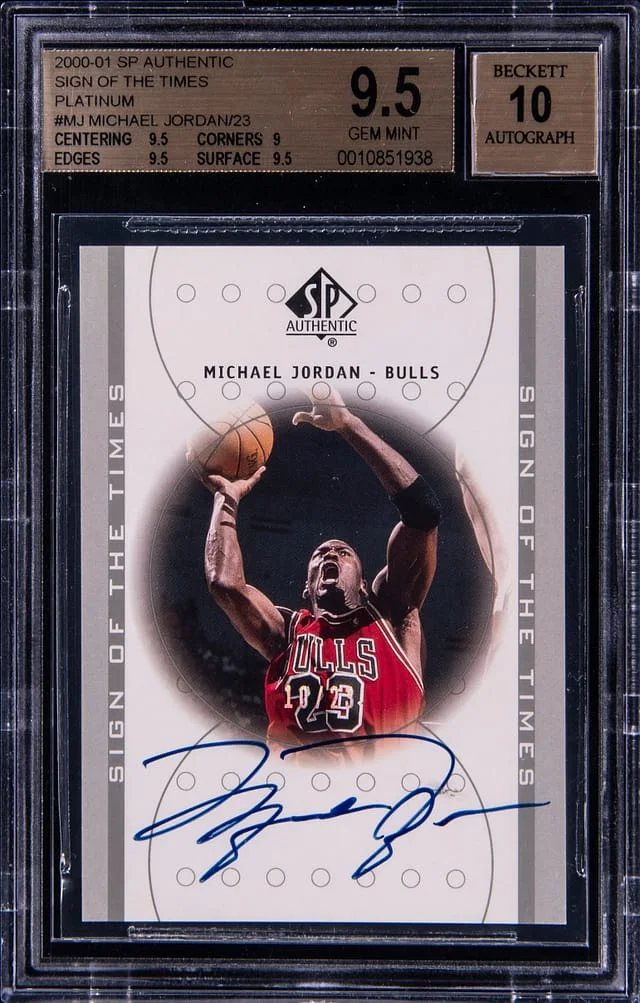 2000-01 Upper Deck SP Authentic Michael Jordan Sign Of The Times Platinum #MJ card image