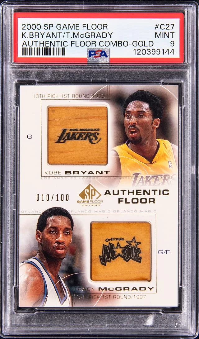 2000-01 Upper Deck SP Kobe Bryant/Tracyt McGrady Game Floor Authentic Floor COmbo Gold #C27 card image