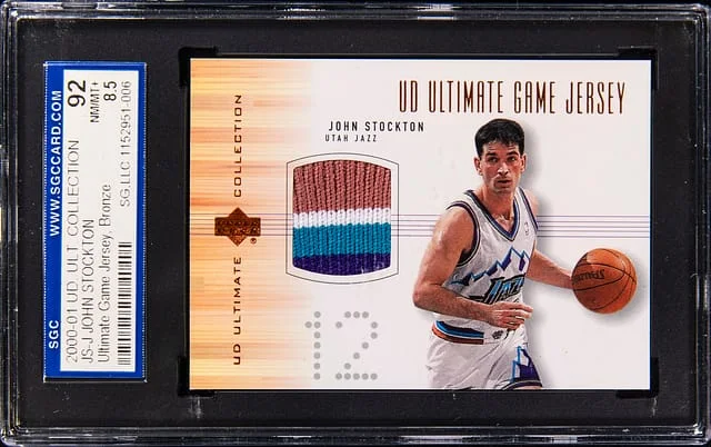 2000-01 Upper Deck Ultimate Collection John Stockton Game-Used Ultimate Game Jersey Bronze #JS-J card image