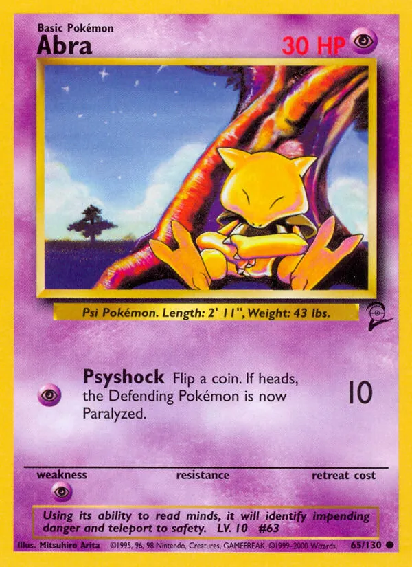 2000 Base Set 2 Abra Common #065/130 Common card image