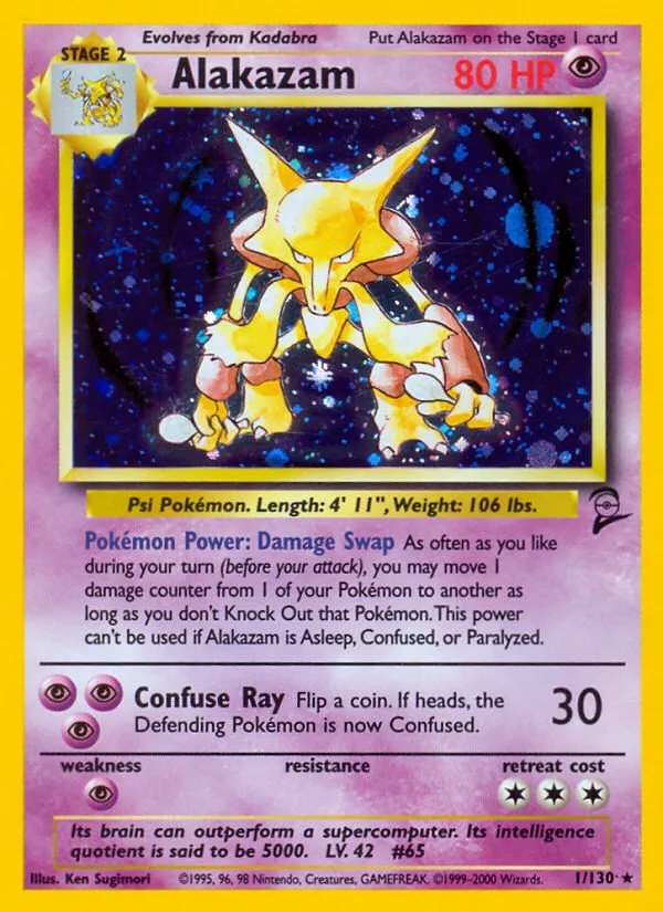 2000 Base Set 2 Alakazam Rare Holo #001/130 Rare Holo card image