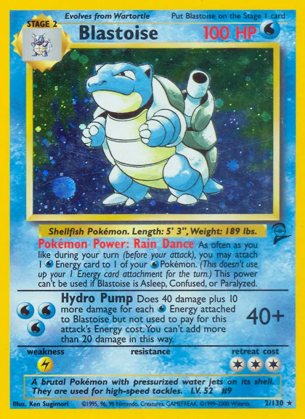 2000 Base Set 2 Blastoise Rare Holo #002/130 Rare Holo card image