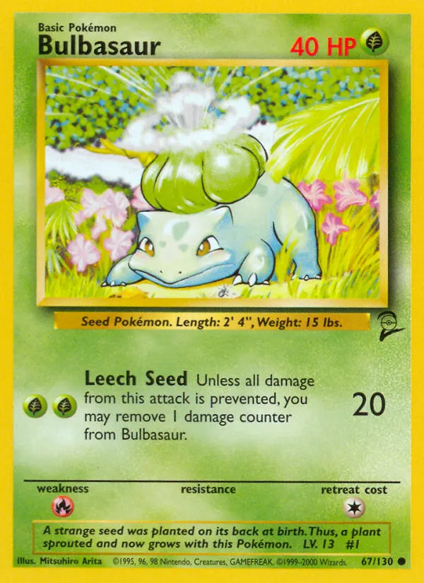 2000 Base Set 2 Bulbasaur Common #067/130 Common card image