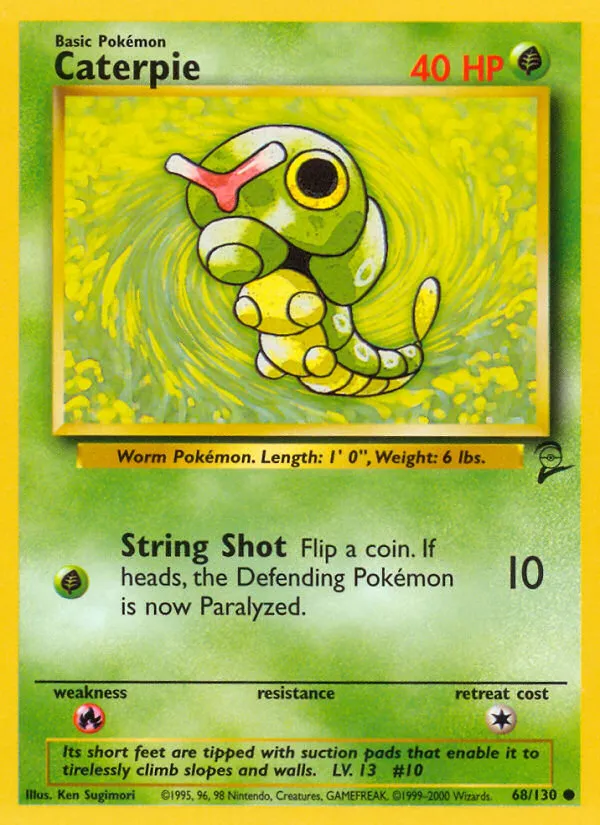 2000 Base Set 2 Caterpie Common #068/130 Common card image