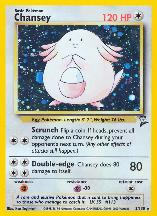 2000 Base Set 2 Chansey Rare Holo #003/130 Rare Holo card image