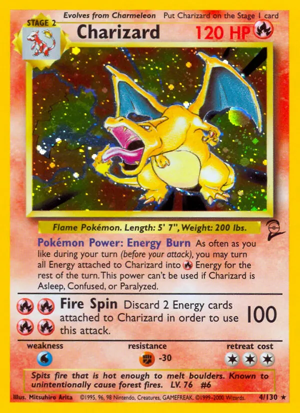 2000 Base Set 2 Charizard Rare Holo #004/130 Rare Holo card image