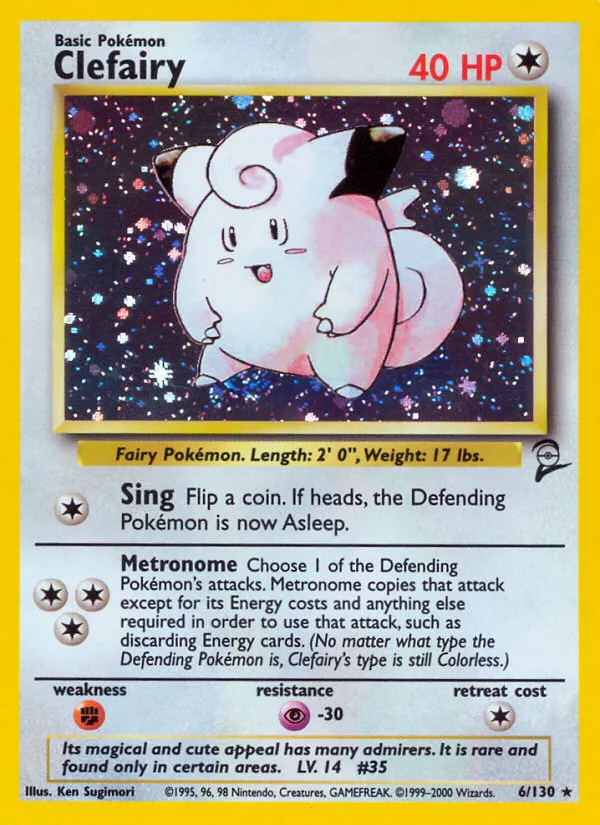 2000 Base Set 2 Clefairy Rare Holo #006/130 Rare Holo card image