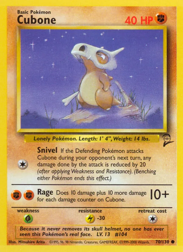 2000 Base Set 2 Cubone Common #070/130 Common card image