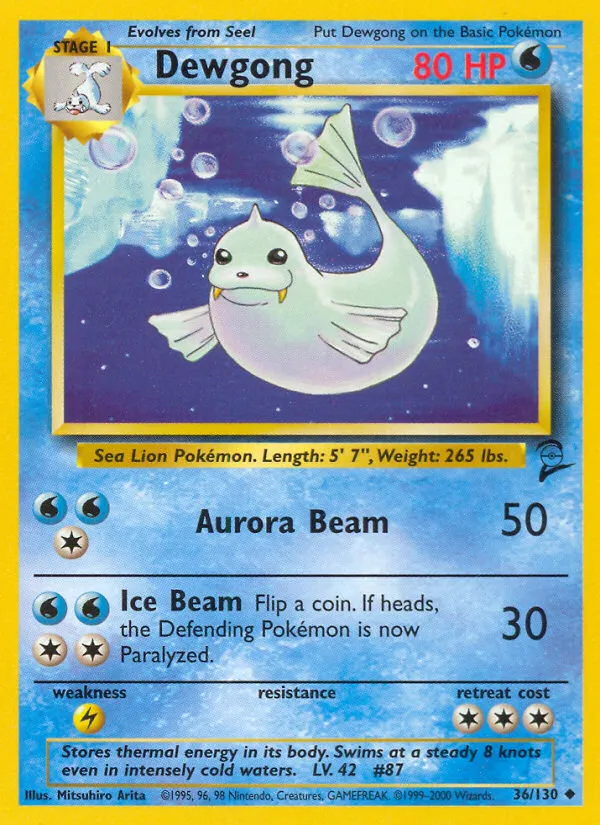 2000 Base Set 2 Dewgong Uncommon #036/130 Uncommon card image