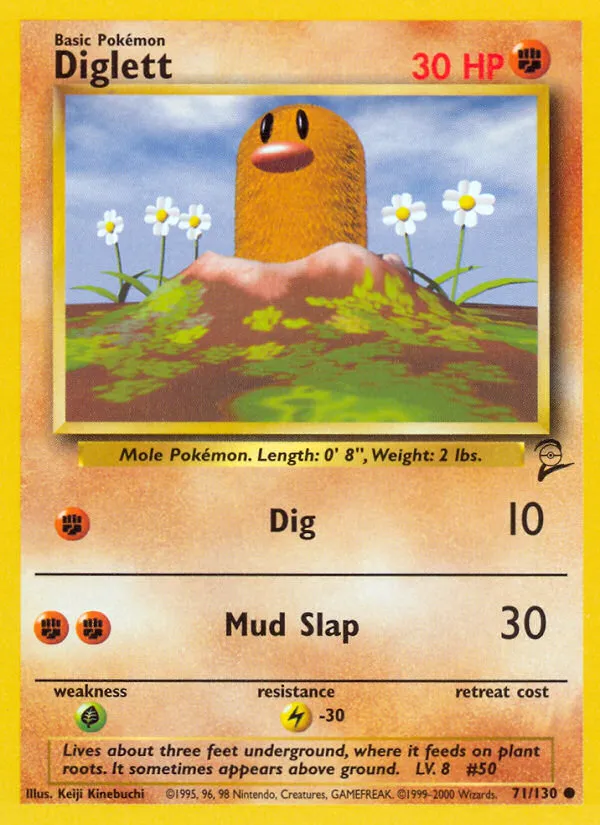 2000 Base Set 2 Diglett Common #071/130 Common card image
