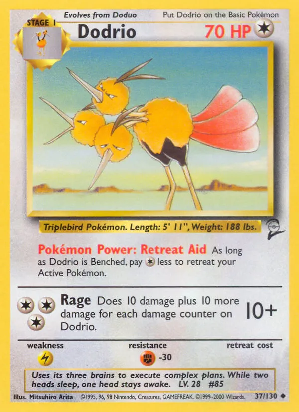 2000 Base Set 2 Dodrio Uncommon #037/130 Uncommon card image