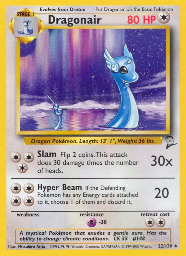2000 Base Set 2 Dragonair Rare #022/130 Rare card image