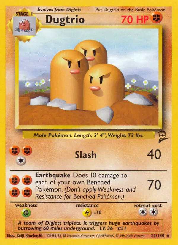 2000 Base Set 2 Dugtrio Rare #023/130 Rare card image