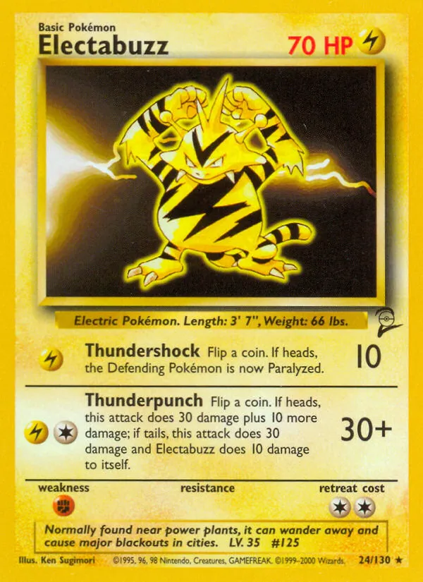 2000 Base Set 2 Electabuzz Rare #024/130 Rare card image