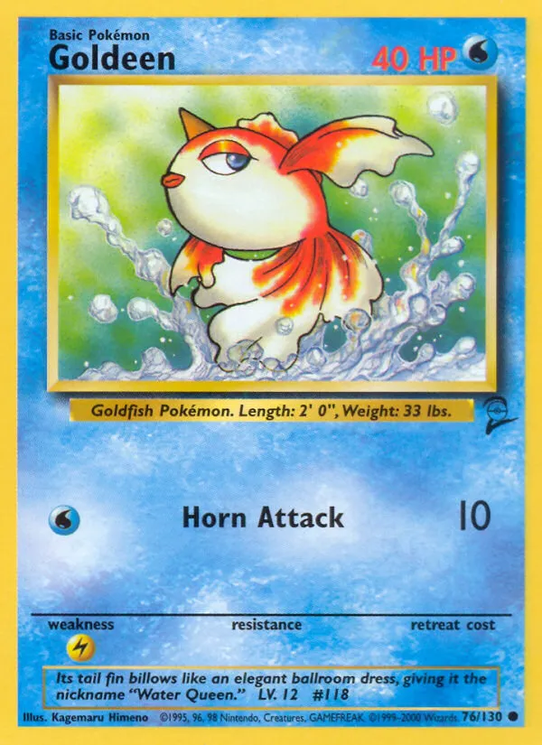2000 Base Set 2 Goldeen Common #076/130 Common card image
