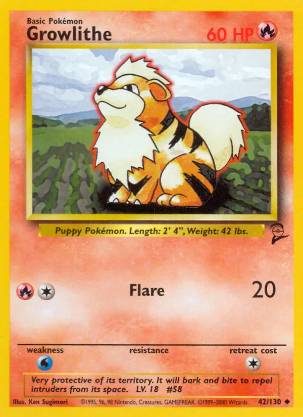 2000 Base Set 2 Growlithe Uncommon #042/130 Uncommon card image