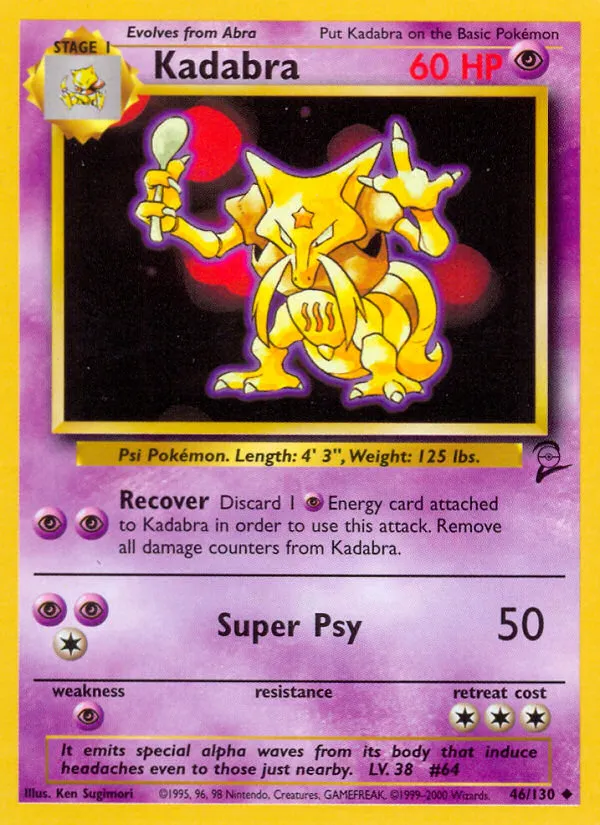2000 Base Set 2 Kadabra Uncommon #046/130 Uncommon card image
