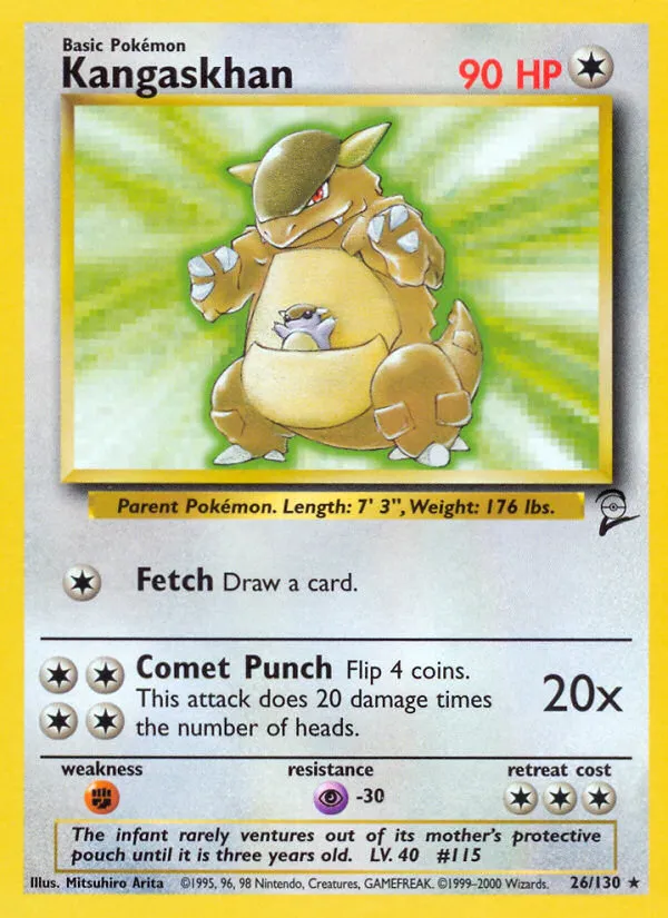 2000 Base Set 2 Kangaskhan #026/130 Rare card image