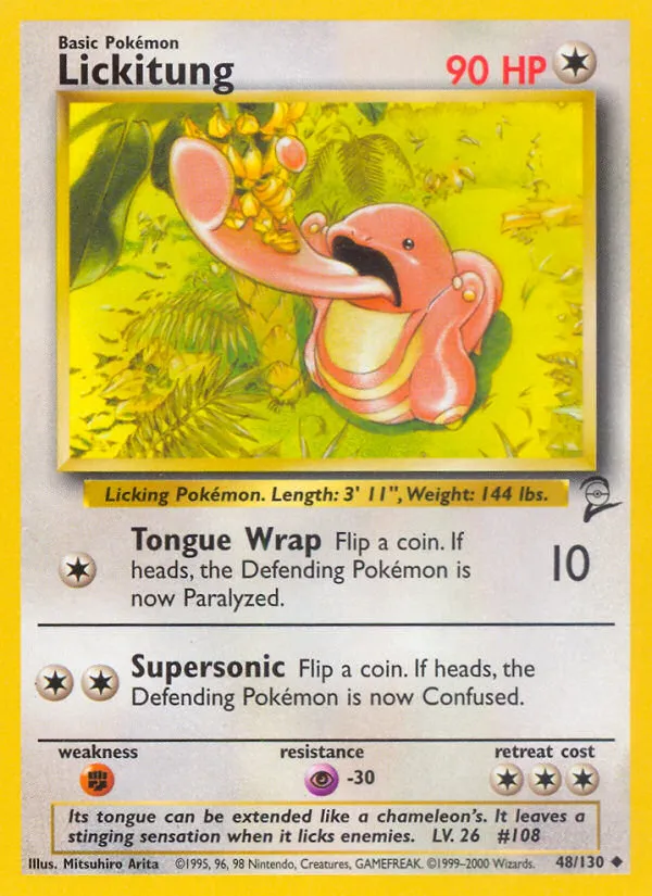 2000 Base Set 2 Lickitung Uncommon #048/130 Uncommon card image
