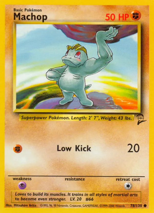 2000 Base Set 2 Machop Common #078/130 Common card image