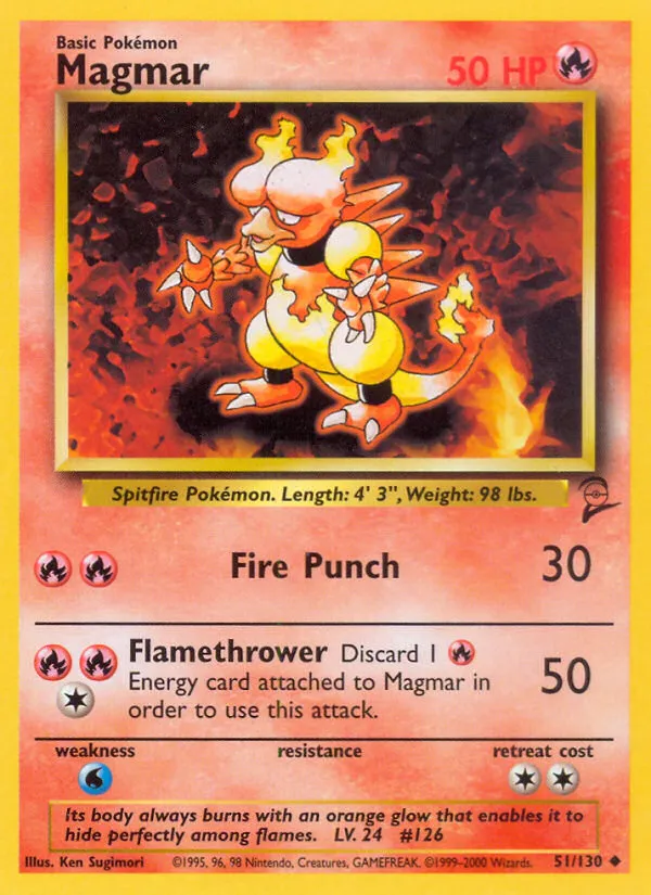 2000 Base Set 2 Magmar Uncommon #051/130 Uncommon card image